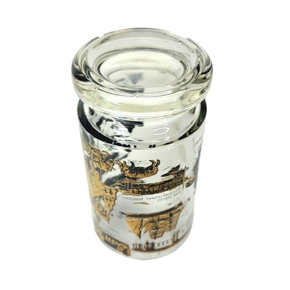Vintage SAN DIEGO MCM Black 22 Kt Gold Souvenir Heavy Bottom Glass Beer Mug - Picture 12 of 13